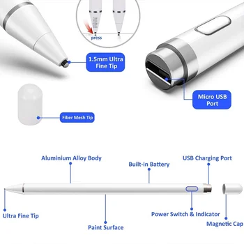 Univerzálny Kapacitný Stlus Dotykový Displej Pero, Inteligentné Pero pre IOS/Android Systém Apple iPad Telefón, Pero, Ceruzka Dotykové Pero