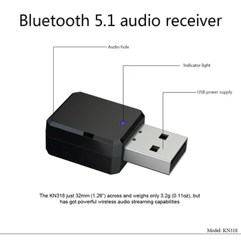 USB Bezdrôtový Bluetooth 5.1 Vysielač, Prijímač, Modul Hudby, Prijímač, Adaptér 3,5 mm AUX Na Laptop, TV, PC, Auto Ploche