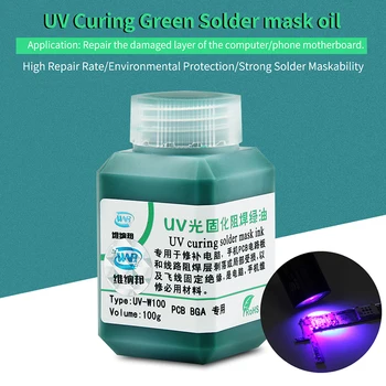 UV Vyliečiteľná Spájky Maska Atrament Zelený Olej UV Fotosenzitívne Atramenty Spájkovacia Pasta Toku BGA PCB Farba Zabrániť Žieravé, ktorá sa rozkladá