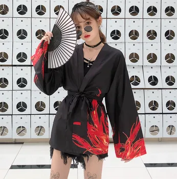 Veľkoobchod S Japonskom Štýle, Horiace Phenix Tlač Cardigan Kimono Harajuku Ženy Muži Sexy Yukata Žena Streetwear Tradičné Haori