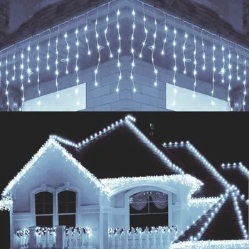 Vianočné Dekorácie pre Domov Vonkajšie LED Záves Cencúľ String Svetlo Ulici Garland na Dome Zimné 220V 3m Časti spotreba 0,3-0,5 m