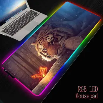 XGZ Tiger Zvierat RGB Veľká Podložka pod Myš Počítač Mouse Pad s Podsvietením Koberec pod vedením Hráč na Klávesové Stôl Mause
