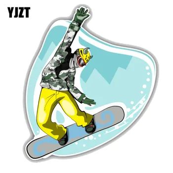 YJZT 10.8 CM*12,7 CM Módne Snowboarder Pohode Skákanie PVC Motocykel, Auto Nálepky 11-00349