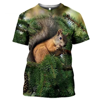 Zviera veverička 3d Vytlačené t shirt Letné Módy Bežné Krátky rukáv Streetwear Hip hop Zábavné Homme t shirt pre mužov