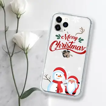 Šťastné a veselé Vianoce, Santa Jeleň Telefón Prípade Transparentné pre iPhone 7 8 11 12 13 mini pro X XS XR MAX Plus