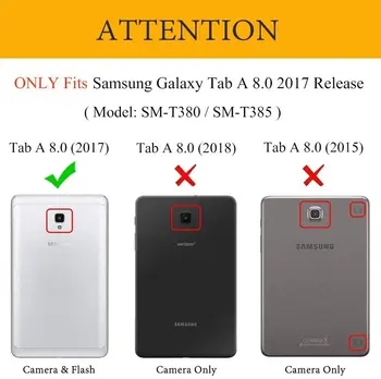 360 Stupňové Otáčanie Stojan Pu Kožené Šikovný Tablet Prípade Ochranný Kryt pre Samsung Galaxy Tab 8.0-Palcový 2017 SM-T380/SM-T385