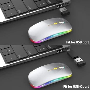 [Aktualizovať] LED Bezdrôtovej Myši, Mobilné Optické Office Myš s USB & Type-C Prijímač, pre Notebook,