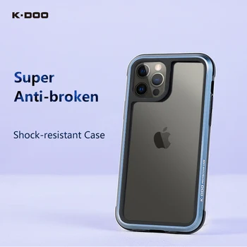 K-Doo Ares super shockproof prípade 3m anti-rozbité mobile zadný kryt kovový rám jasné backplate pre iPhone12/12pro/12mini/12promax