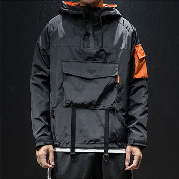 Muži Bundy Kabáty Streetwear Techwear Kapucňou Nepremokavé Windbreaker Bežné Outwear Hip Hop Multi-vrecko Japonský Kabát