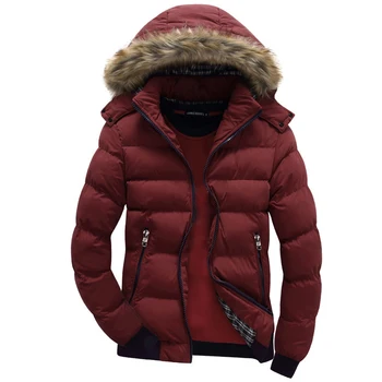 Teplá Zimná Vetrovka pánske Hrubé Kabáty Teplé Kožušiny Golier Hooded Jacket Mens Módne Farby Zodpovedajúce Kabát Bežné Zimné Bundy Mužov